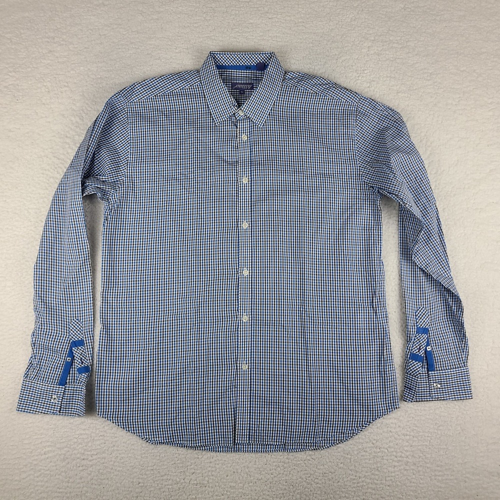 Jeremy Argyle NYC Shirt Mens XL Blue Check Plaid Dress‎ Button Up